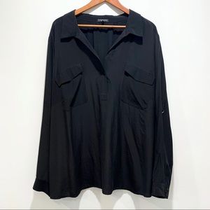 Eileen Fisher Black Button Down Dress Top